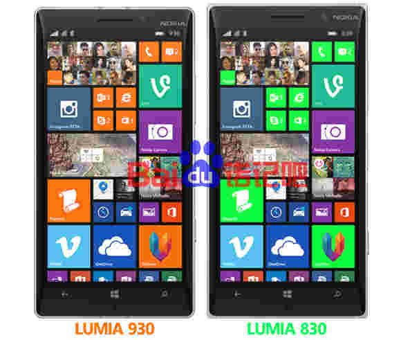 诺基亚Lumia 830与Lumia 930渲染对比