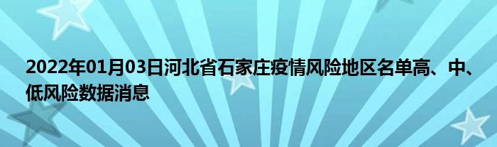 2022年01月03日河北省石家庄疫情风险地区名单高中低风险数据消息