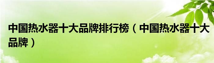 中国热水器十大品牌排行榜（中国热水器十大品牌）