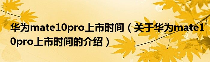 华为mate10pro上市时间（关于华为mate10pro上市时间的介绍）