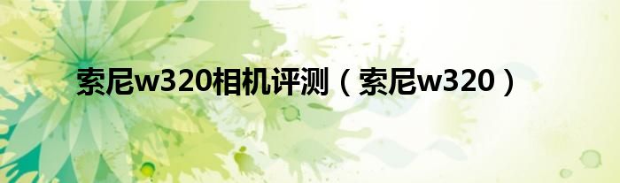 索尼w320相机评测（索尼w320）