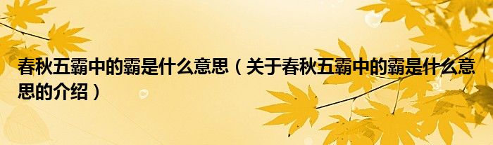 春秋五霸中的霸是什么意思（关于春秋五霸中的霸是什么意思的介绍）-第1张图片-蝶芒网