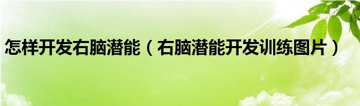 怎样开发右脑潜能（右脑潜能开发训练图片）-第1张图片-问答网