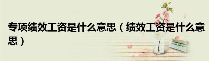 简洁的绩效工资是什么意思的图像