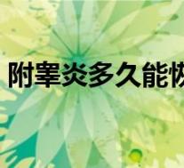 附睾炎多久能恢复如初（附睾炎多久能治愈）