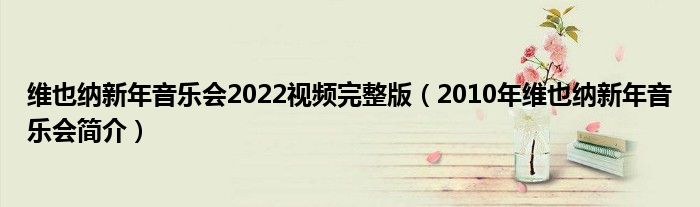 维也纳新年音乐会2022视频完整版（2010年维也纳新年音乐会简介）