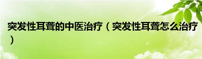 突发性耳聋的中医治疗（突发性耳聋怎么治疗）