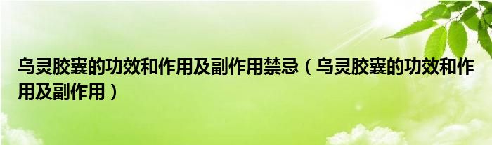 乌灵胶囊的功效和作用及副作用禁忌（乌灵胶囊的功效和作用及副作用）