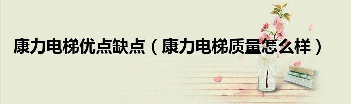 康力电梯优点缺点（康力电梯质量怎么样）