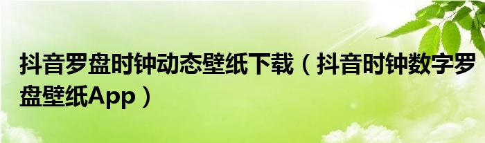 抖音罗盘时钟动态壁纸下载（抖音时钟数字罗盘壁纸App）