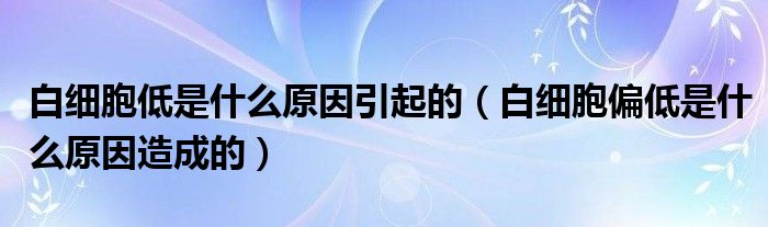 白细胞低是什么原因引起的（白细胞偏低是什么原因造成的）